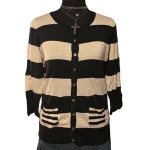 black & cream striped cardigan